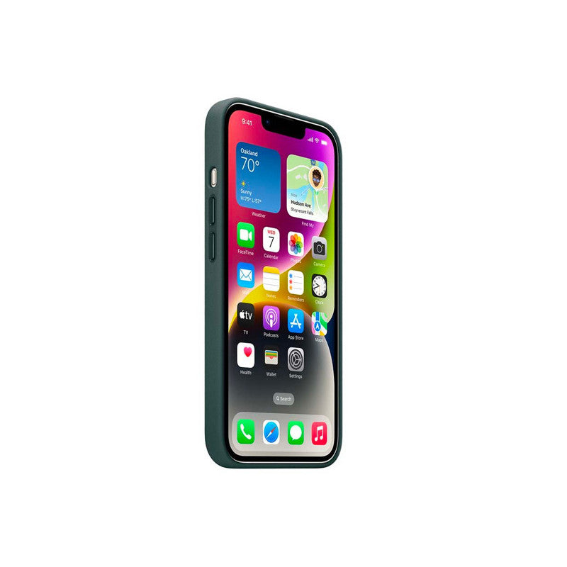 Apple iPhone 14 Leder Case MagSafe waldgrün – Detail