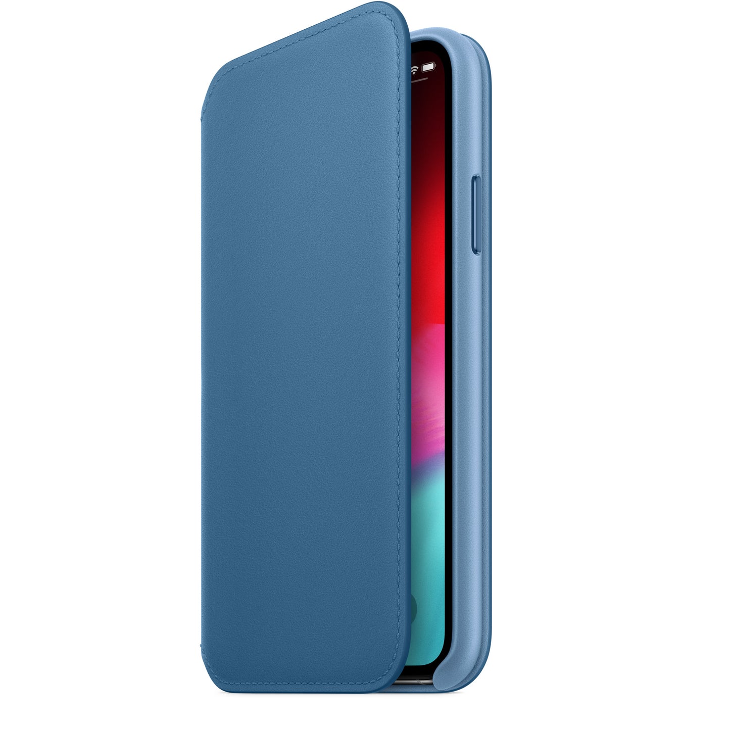 Apple iPhone XS Leder Folio cape cod blau – Detail
