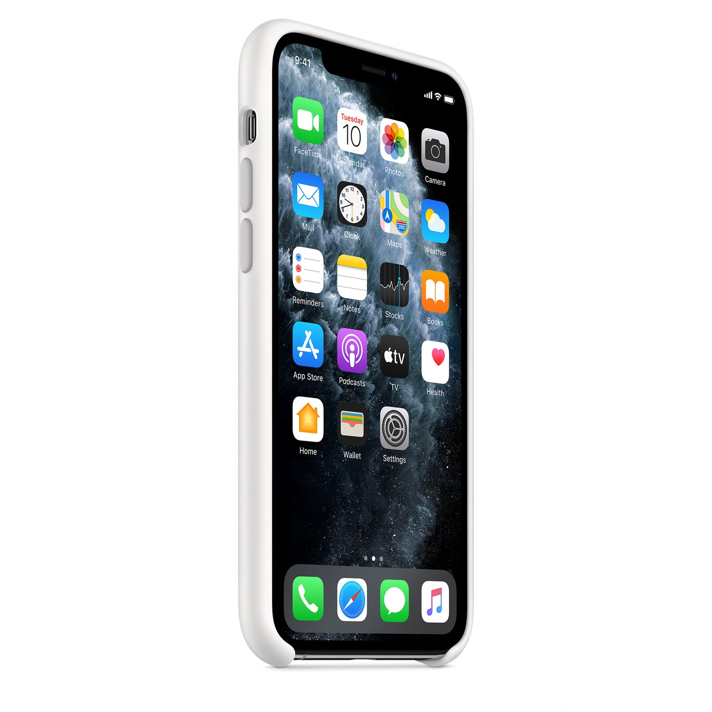 Apple iPhone 11 Pro Silikon Case, weiß – Seitenansicht