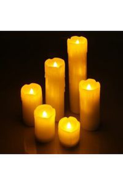 Flammenlose LED Echtwachskerzen 6er-Set