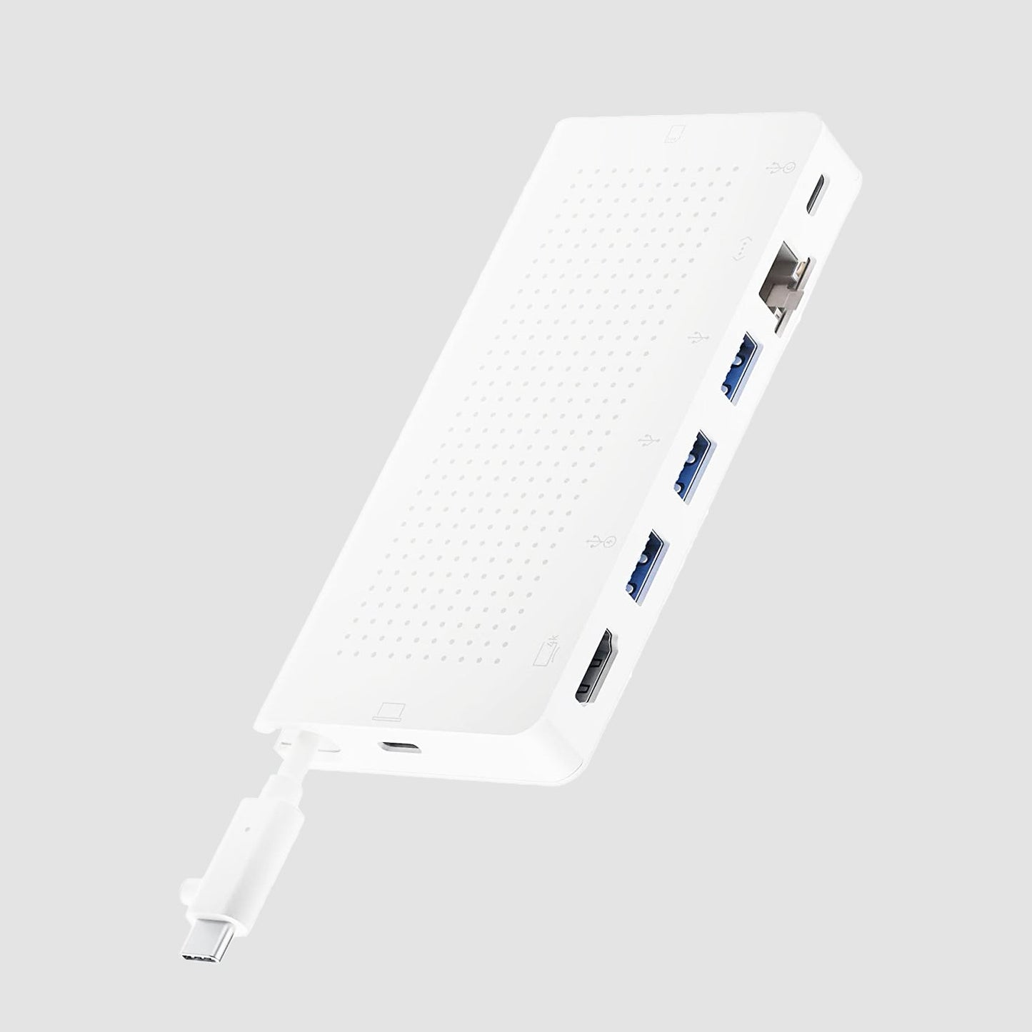 Twelve South StayGo - USB-C Hub mit 8 Ports, Weiss – Frontansicht