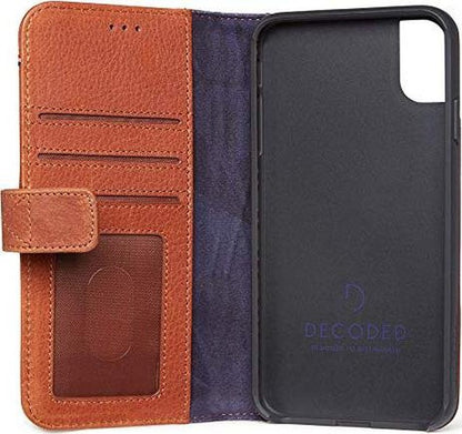 Decoded Leder Wallet Case mit Magnetverschluss für iPhone XS Max, braun