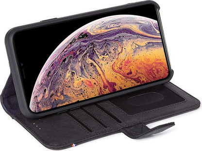 Decoded Leder Wallet Case mit Magnetverschluss für iPhone XS Max, schwarz