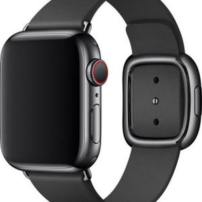 Apple Watch 40mm Modernes Lederarmband, schwarz, small – Frontansicht