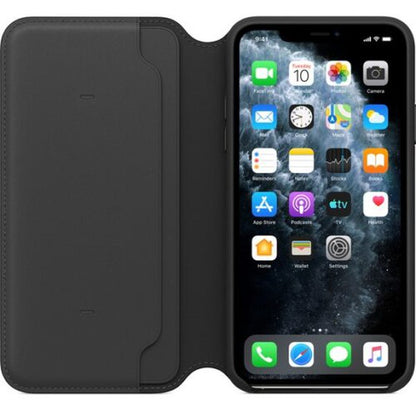 Apple iPhone 11 Pro Max Leder Folio, schwarz – Frontansicht