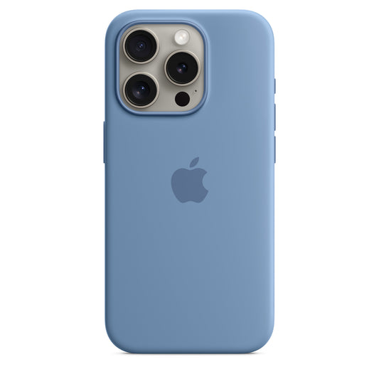 Apple iPhone 15 Pro Silikon Case mit MagSafe winterblau MT1L3ZM/A