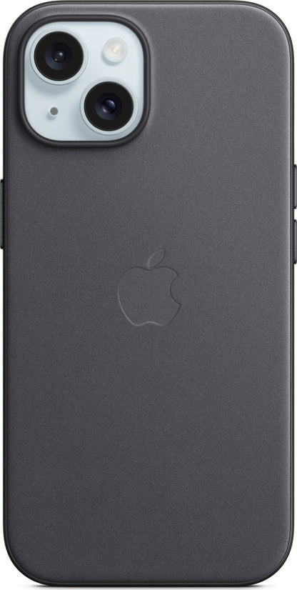 Apple iPhone 15 Feingewebe Case mit MagSafe schwarz – Frontansicht