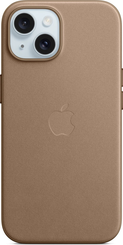Apple iPhone 15 Feingewebe Case mit MagSafe taupe – Frontansicht