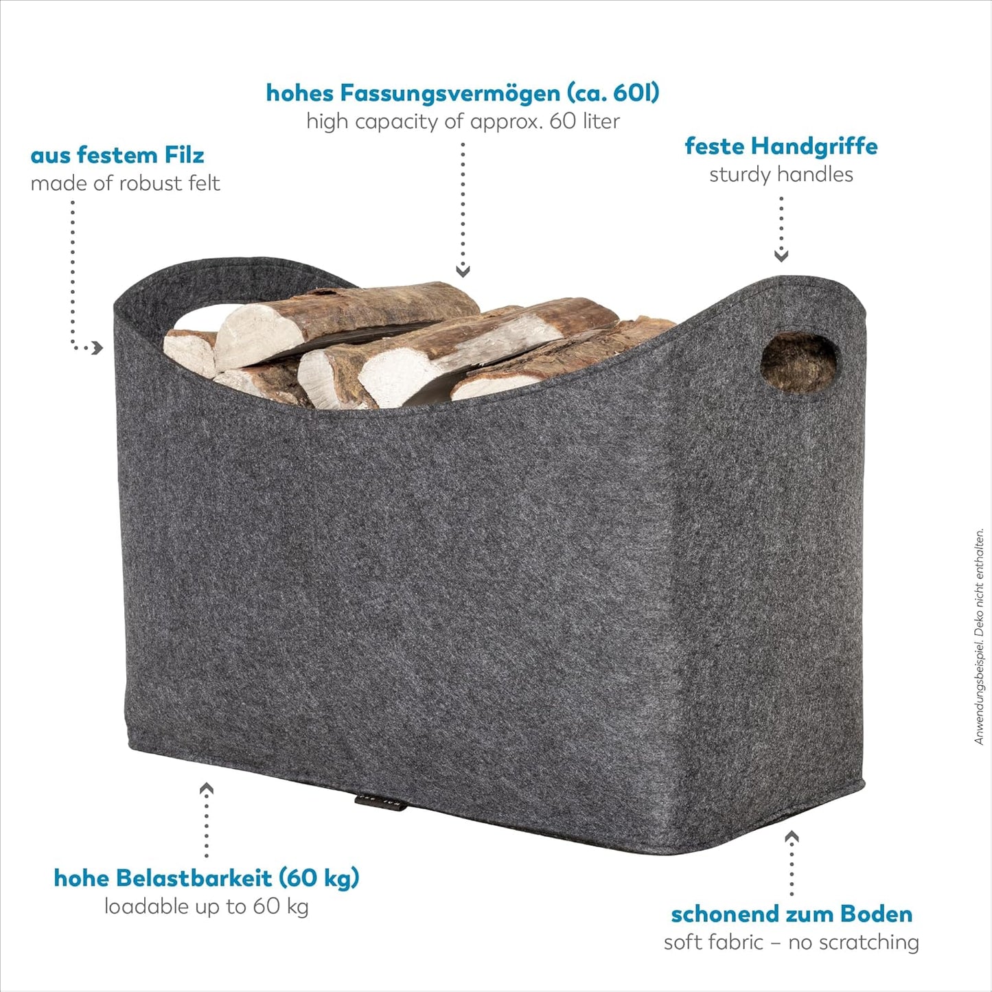 PREMIUM Kaminholztasche (Filz), dark-grey