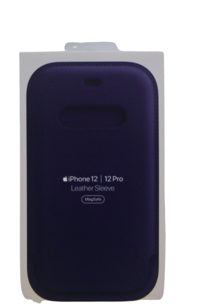 Apple Lederhülle mit MagSafe für iPhone 12/12 Pro dunkelviolett – Frontansicht