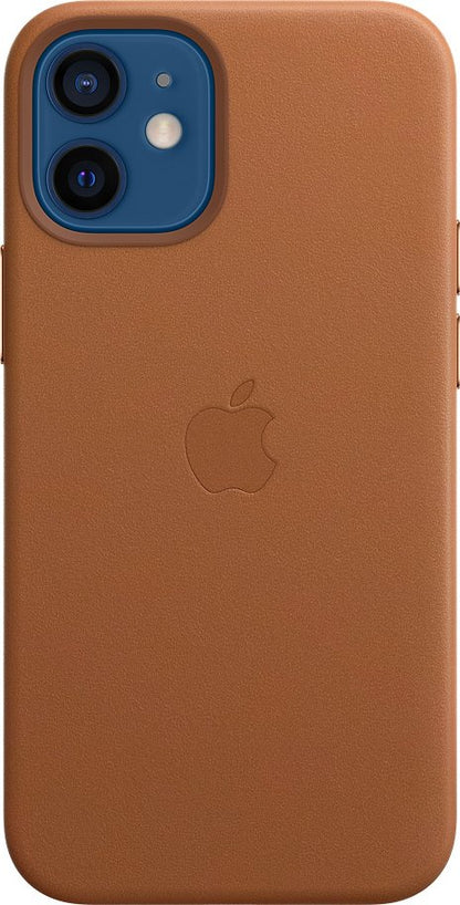 Apple iPhone 12 mini Leder Case mit MagSafe sattelbraun – Frontansicht