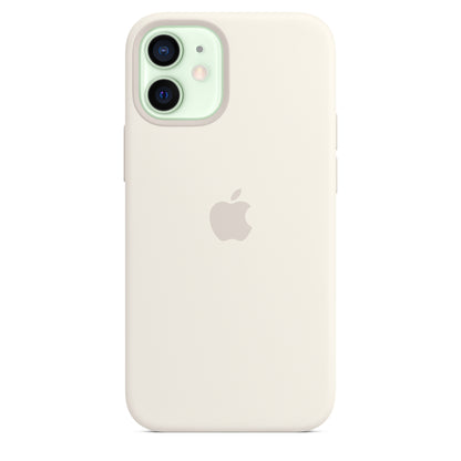 Apple iPhone 12 mini Silikon Case mit MagSafe weiß – Rückseite