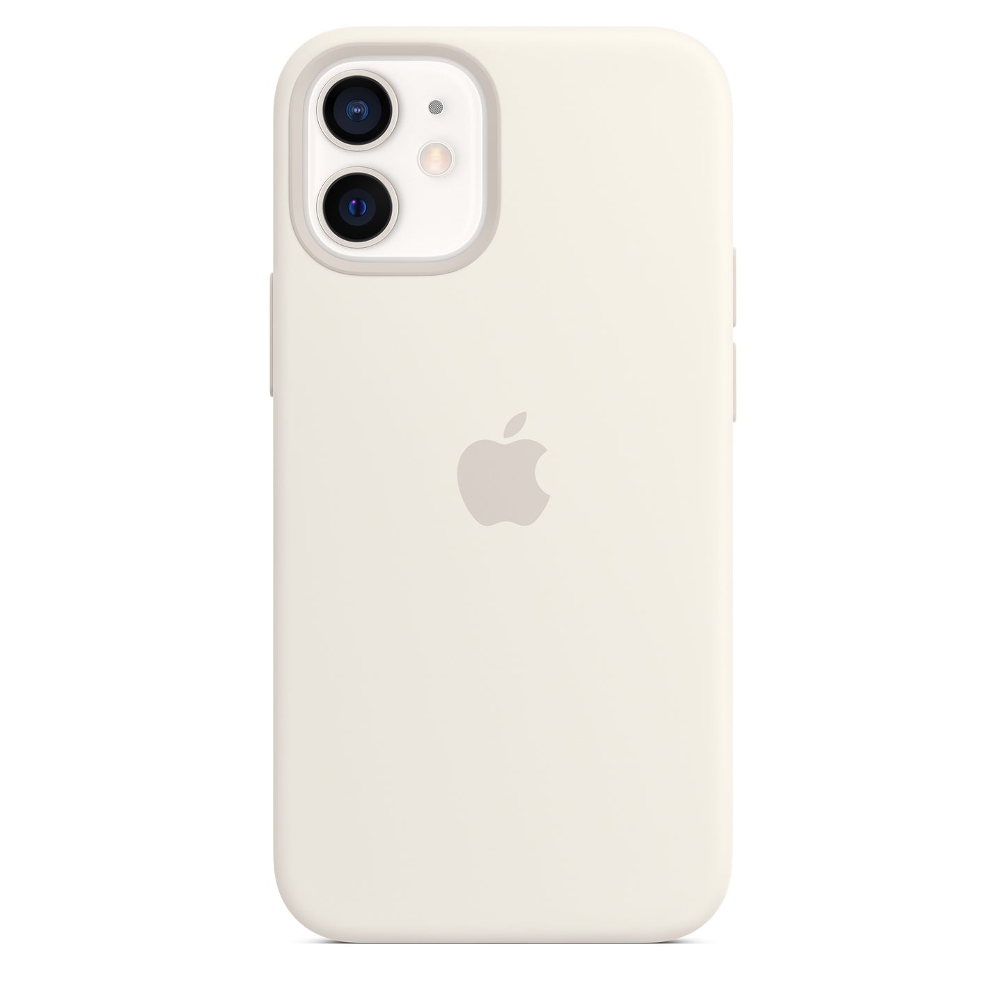 Apple iPhone 12 mini Silikon Case mit MagSafe weiß – Seitenansicht