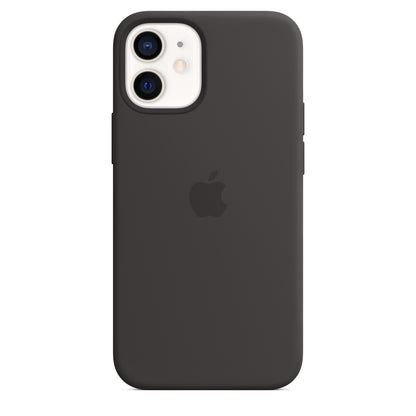 Apple iPhone 12 mini Silikon Case mit MagSafe schwarz – Seitenansicht