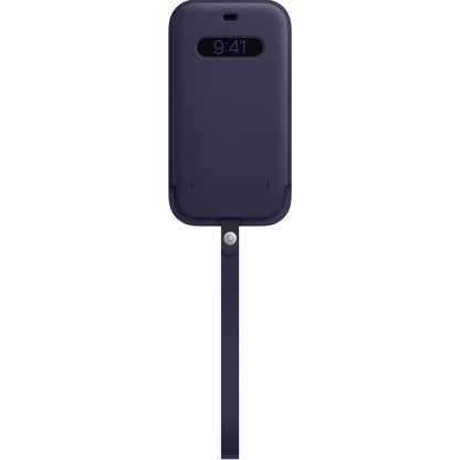 Apple Lederhülle mit MagSafe für iPhone 12 Pro Max dunkelviolett – Frontansicht