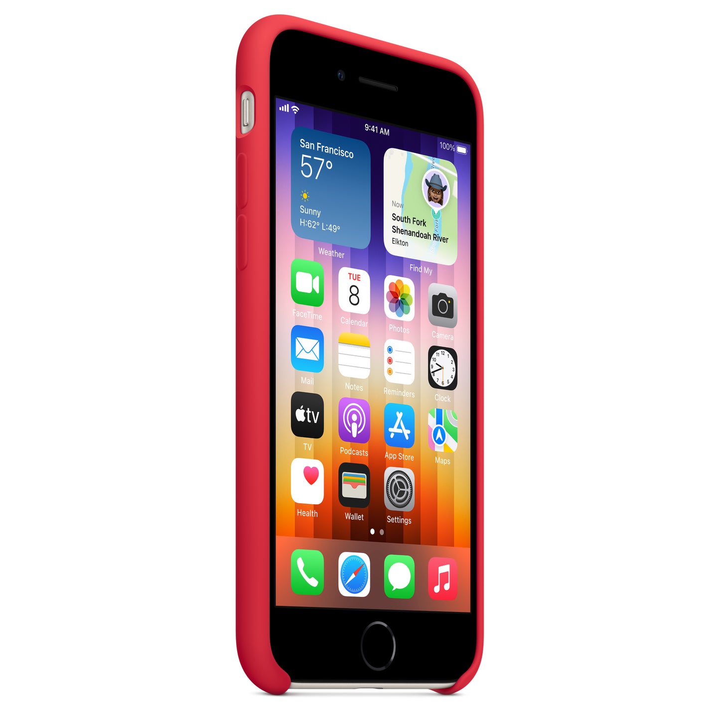 Apple iPhone 7/8/SE2020/SE2022 Silikon Case rot – Seitenansicht