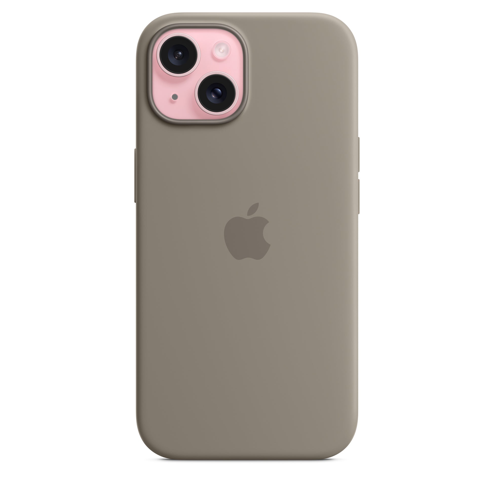 Apple iPhone 15 Silikon Case mit MagSafe tonbraun – Detail