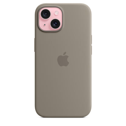 Apple iPhone 15 Silikon Case mit MagSafe tonbraun – Detail