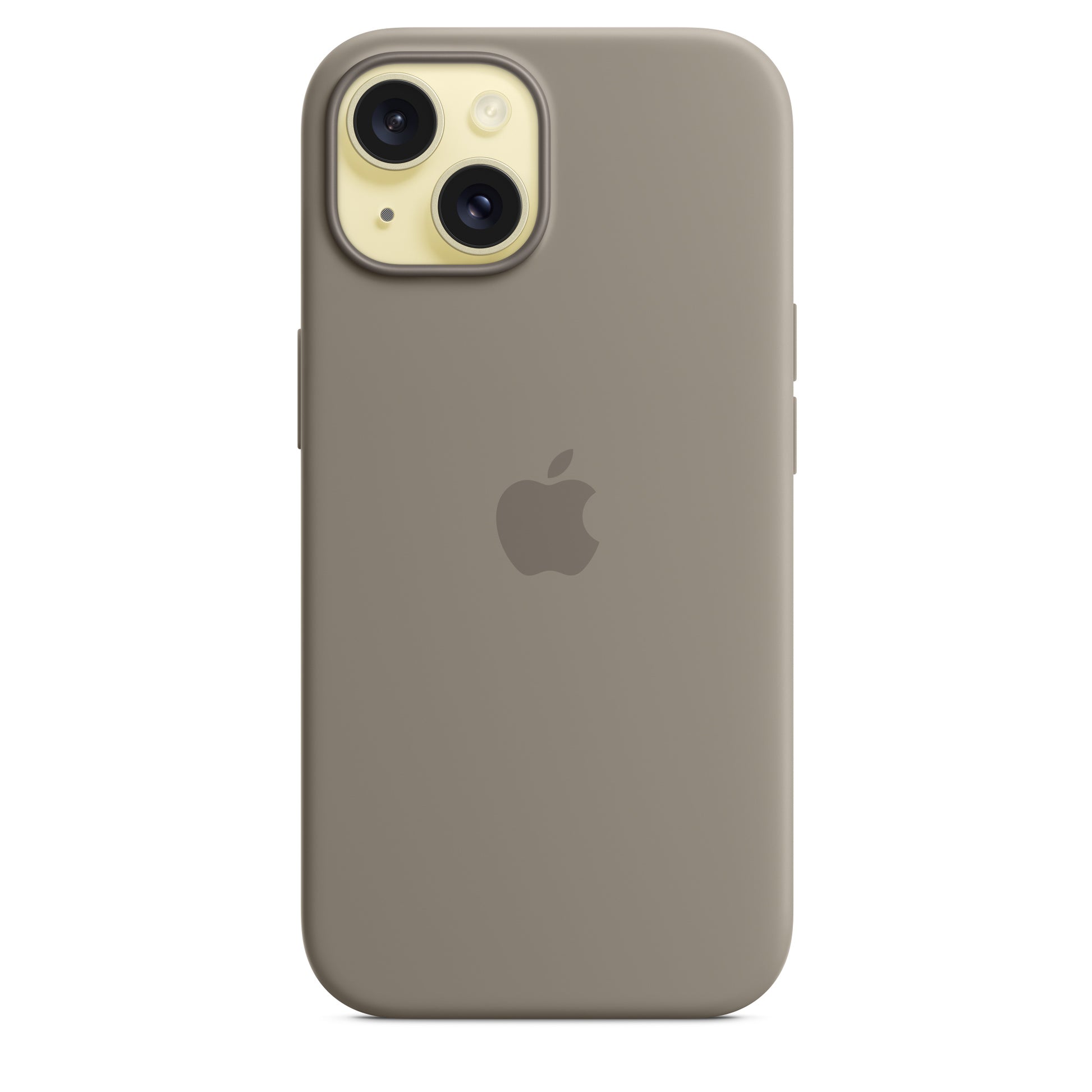 Apple iPhone 15 Silikon Case mit MagSafe tonbraun – Rückseite