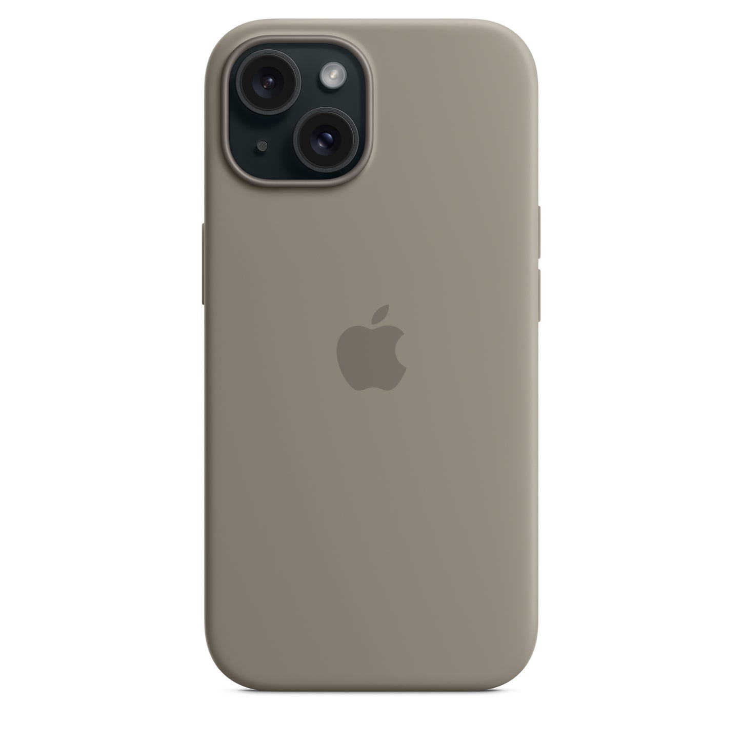 Apple iPhone 15 Silikon Case mit MagSafe tonbraun – Seitenansicht