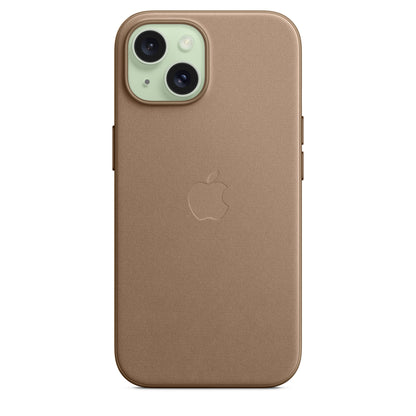 Apple iPhone 15 Feingewebe Case mit MagSafe taupe – Rückseite
