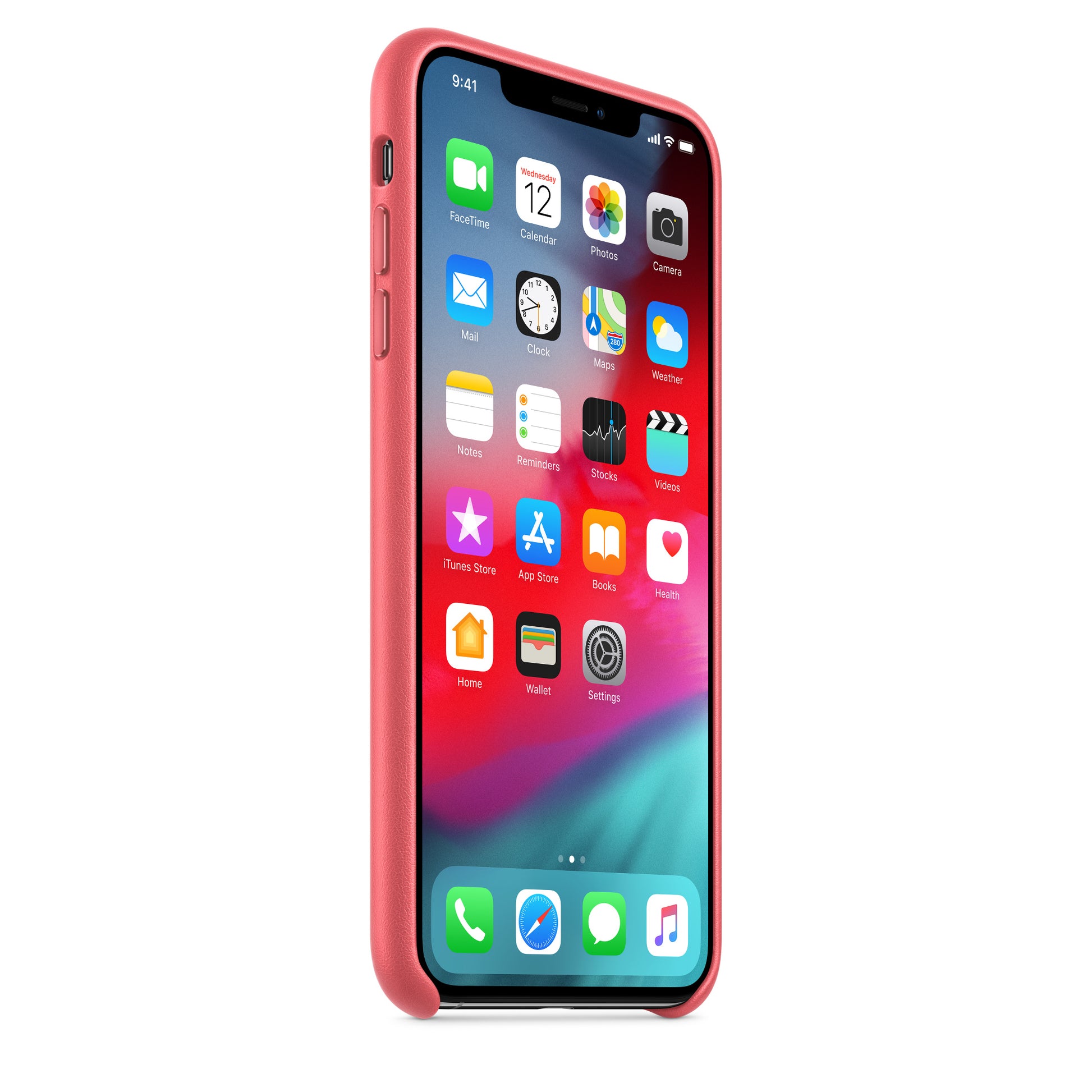 Apple iPhone XS Max Leder Case pfingstrosenpink – Detail