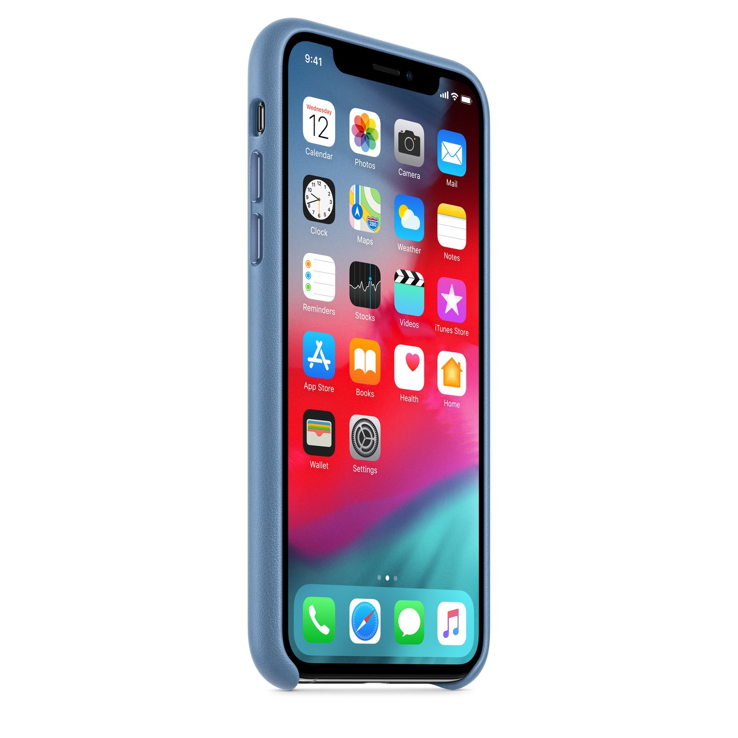 Apple iPhone XS Leder Case – kornblume – Detail