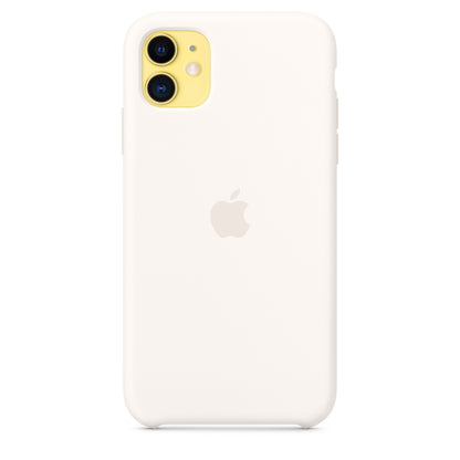 Apple iPhone 11 Silikon Case, weiß – Rückseite