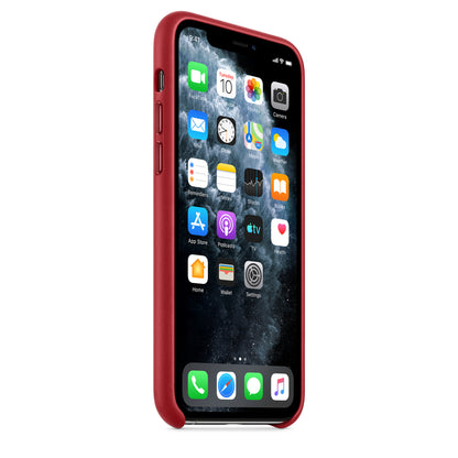 Apple iPhone 11 Pro Leder Case RED – Seitenansicht