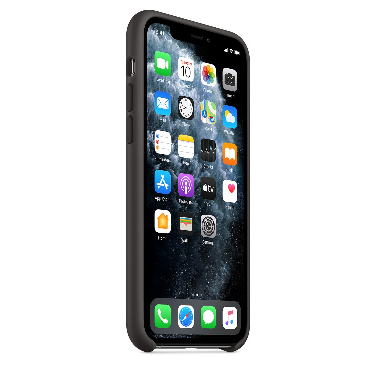 Apple iPhone 11 Pro Silikon Case, schwarz – Seitenansicht