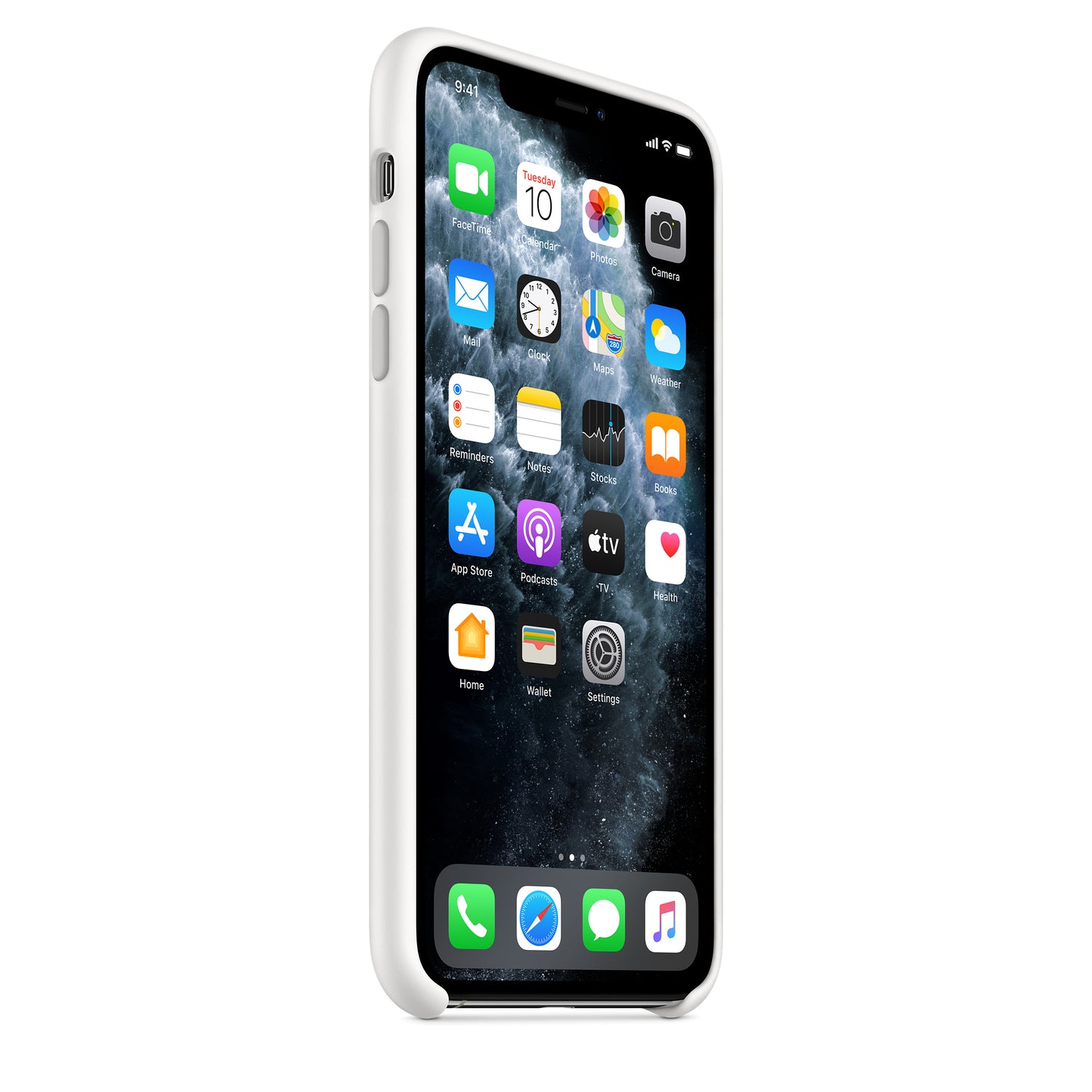 Apple iPhone 11 Pro Max Silikon Case, weiß – Seitenansicht