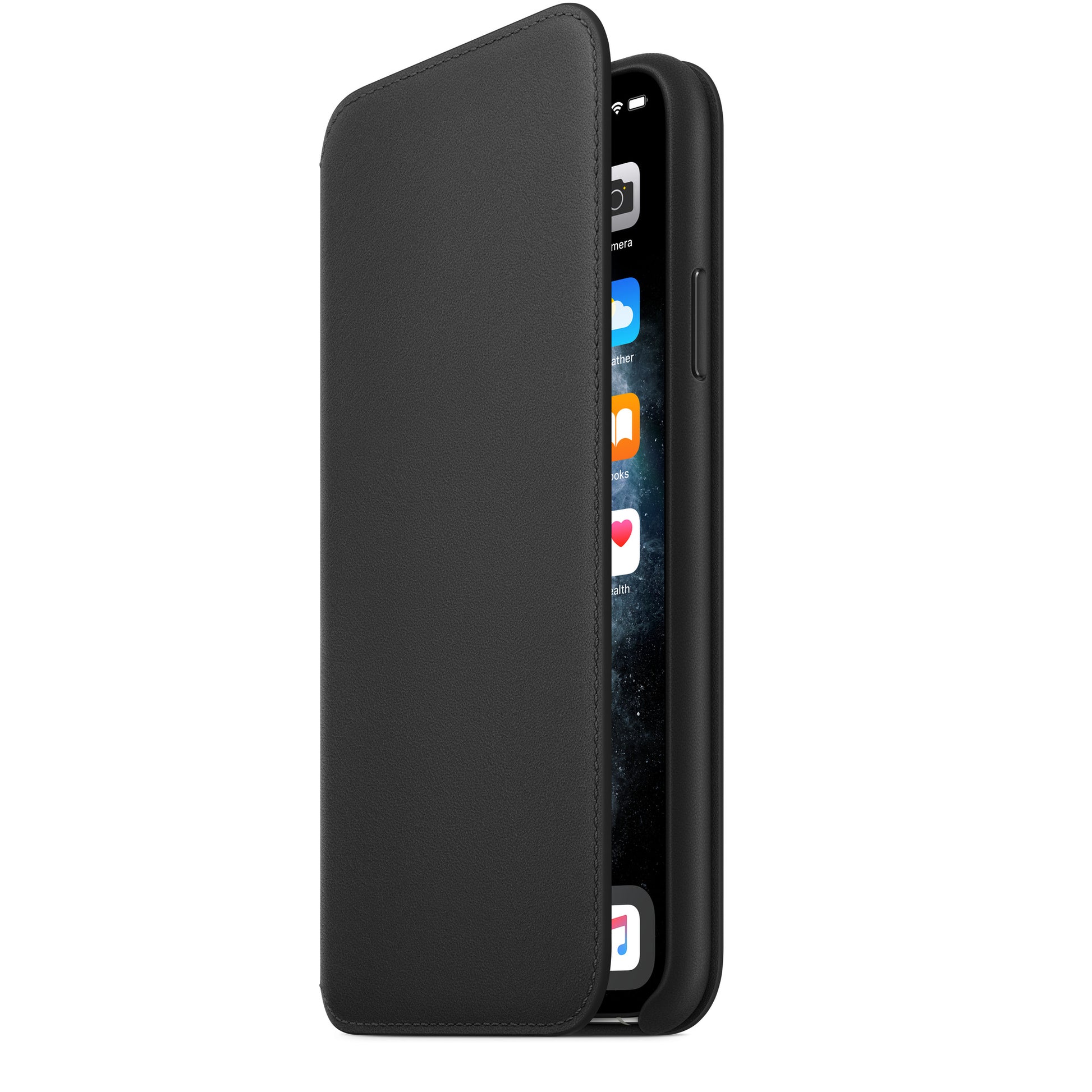 Apple iPhone 11 Pro Max Leder Folio, schwarz – Seitenansicht