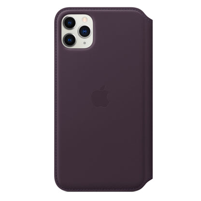 Apple iPhone 11 Pro Max Leder Folio, aubergine – Detail