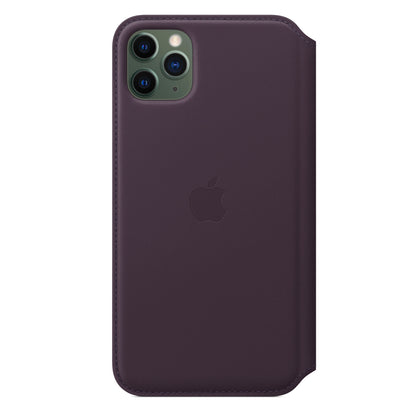 Apple iPhone 11 Pro Max Leder Folio, aubergine – Rückseite