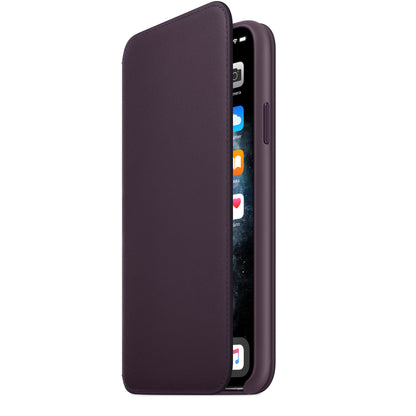 Apple iPhone 11 Pro Max Leder Folio, aubergine – Seitenansicht