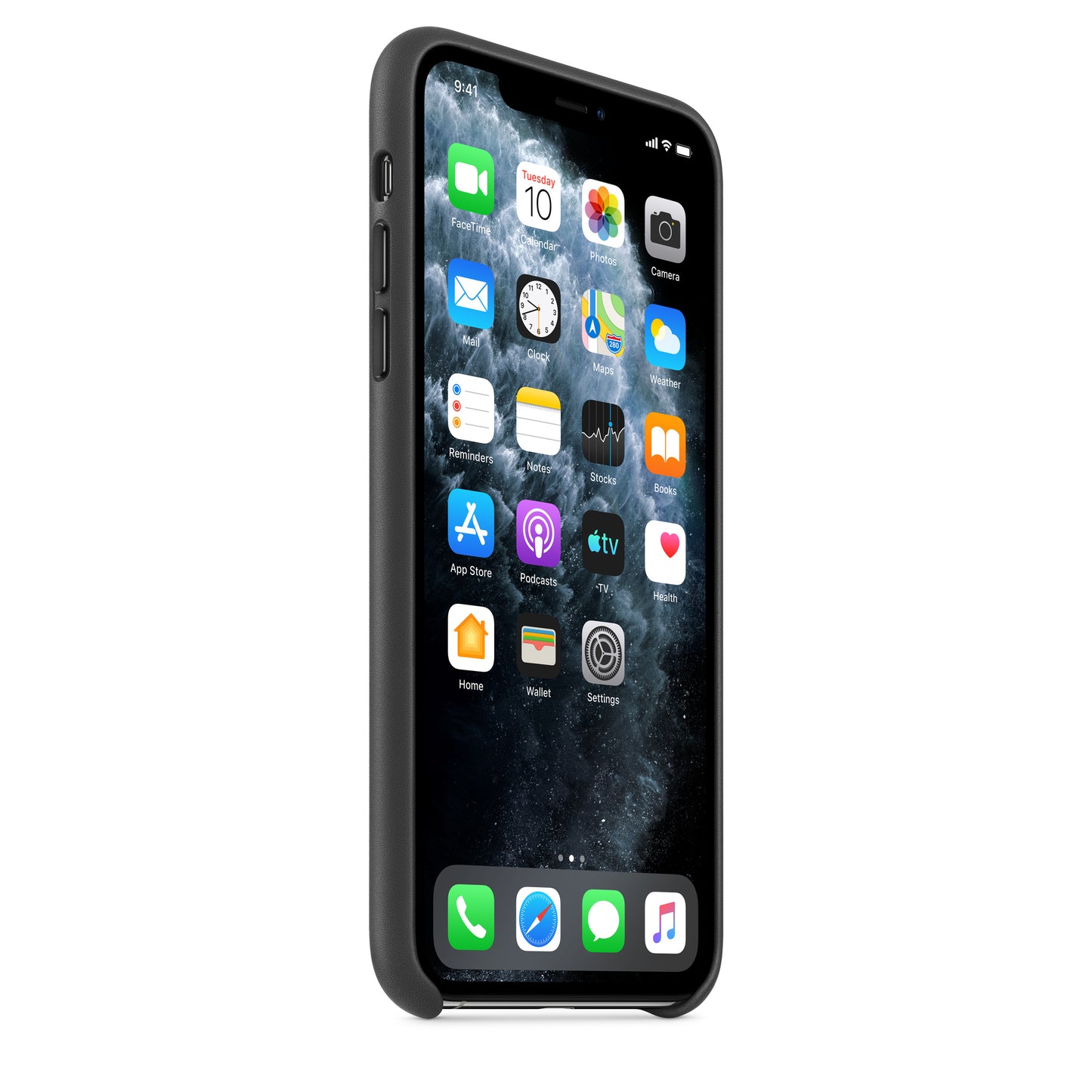 Apple iPhone 11 Pro Max Leder Case, schwarz – Seitenansicht