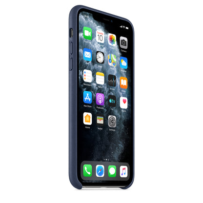 Apple iPhone 11 Pro Max Leder Case, mitternachtsblau – Seitenansicht