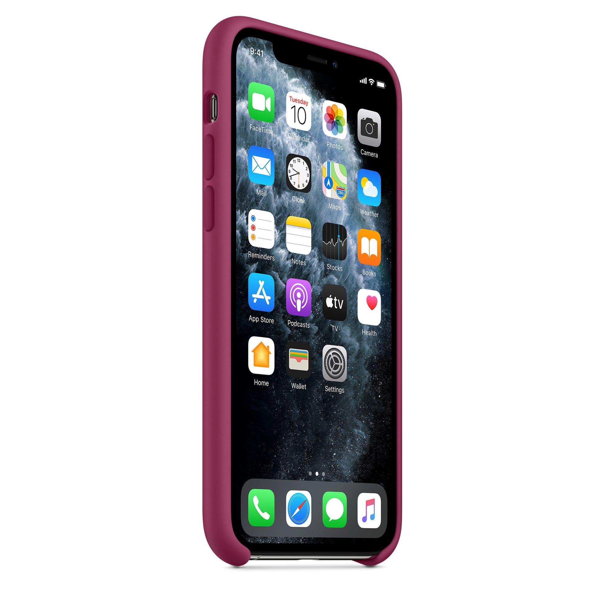 Apple iPhone 11 Pro Silikon Case, granatapfel – Seitenansicht