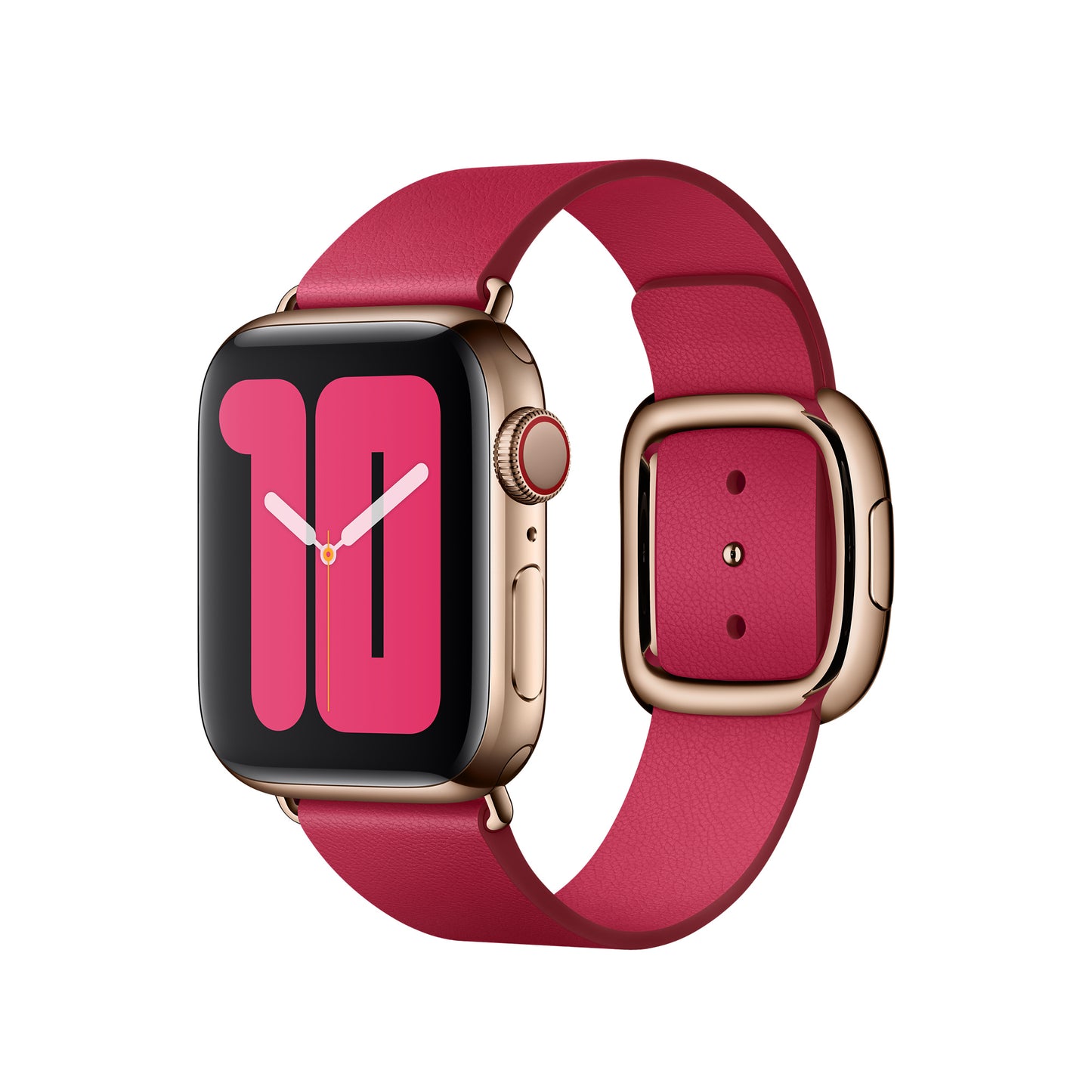 Apple Watch 40mm Modernes Lederarmband, himbeere, Medium – Detail