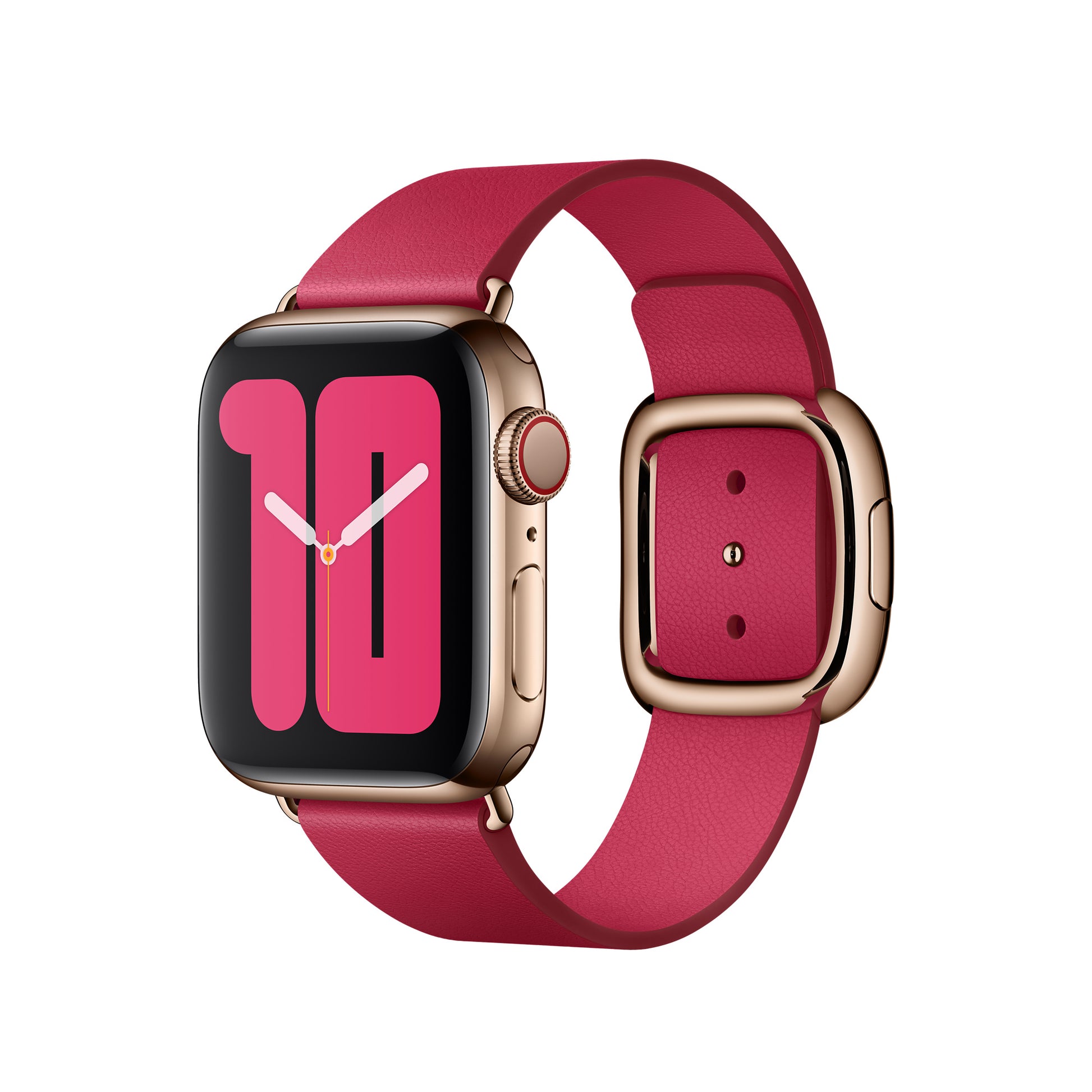 Apple Watch 40mm Modernes Lederarmband, himbeere, Medium – Detail
