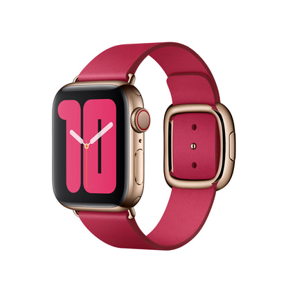 Apple Watch 40mm Modernes Lederarmband, himbeere, Medium – Detail