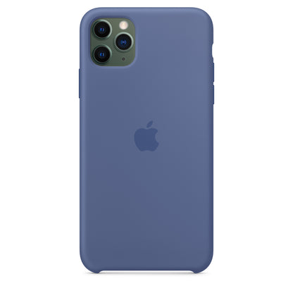 Apple iPhone 11 Pro Max Silikon Case, leinenblau – Rückseite