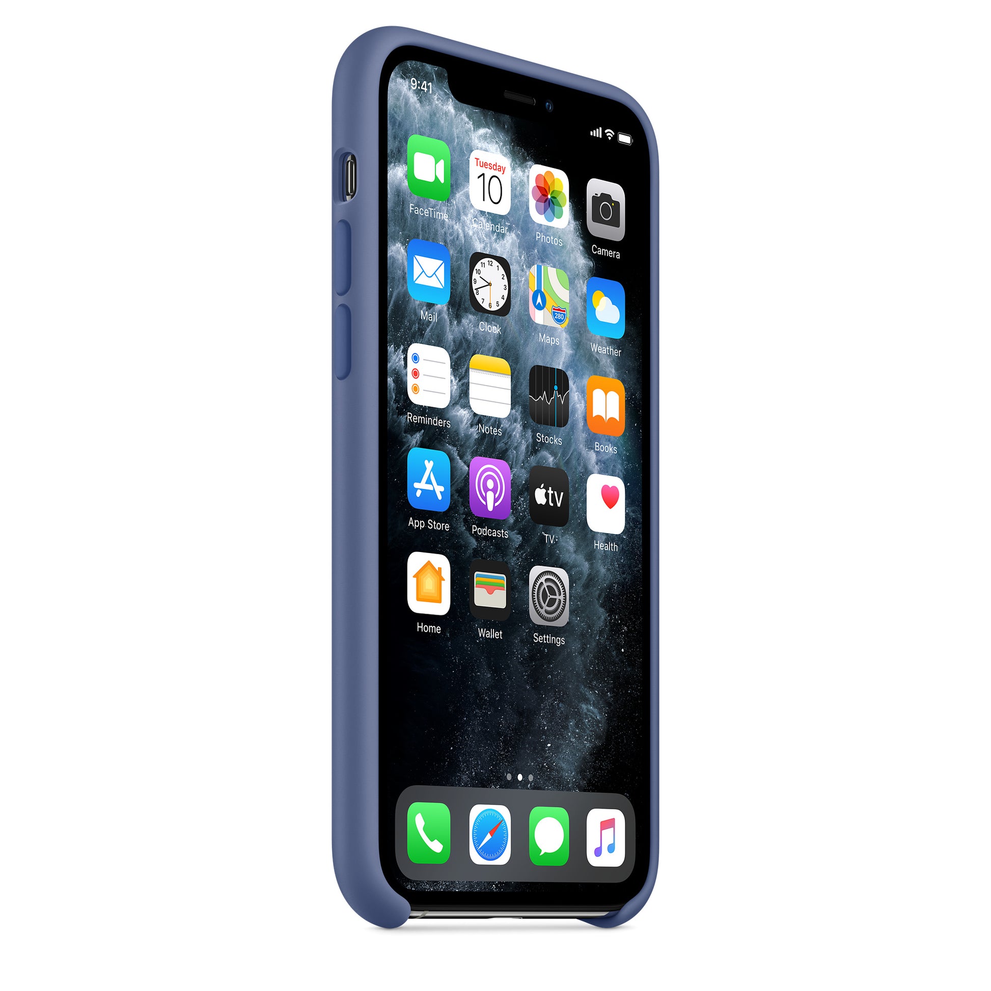 Apple iPhone 11 Pro Silikon Case, leinenblau – Seitenansicht