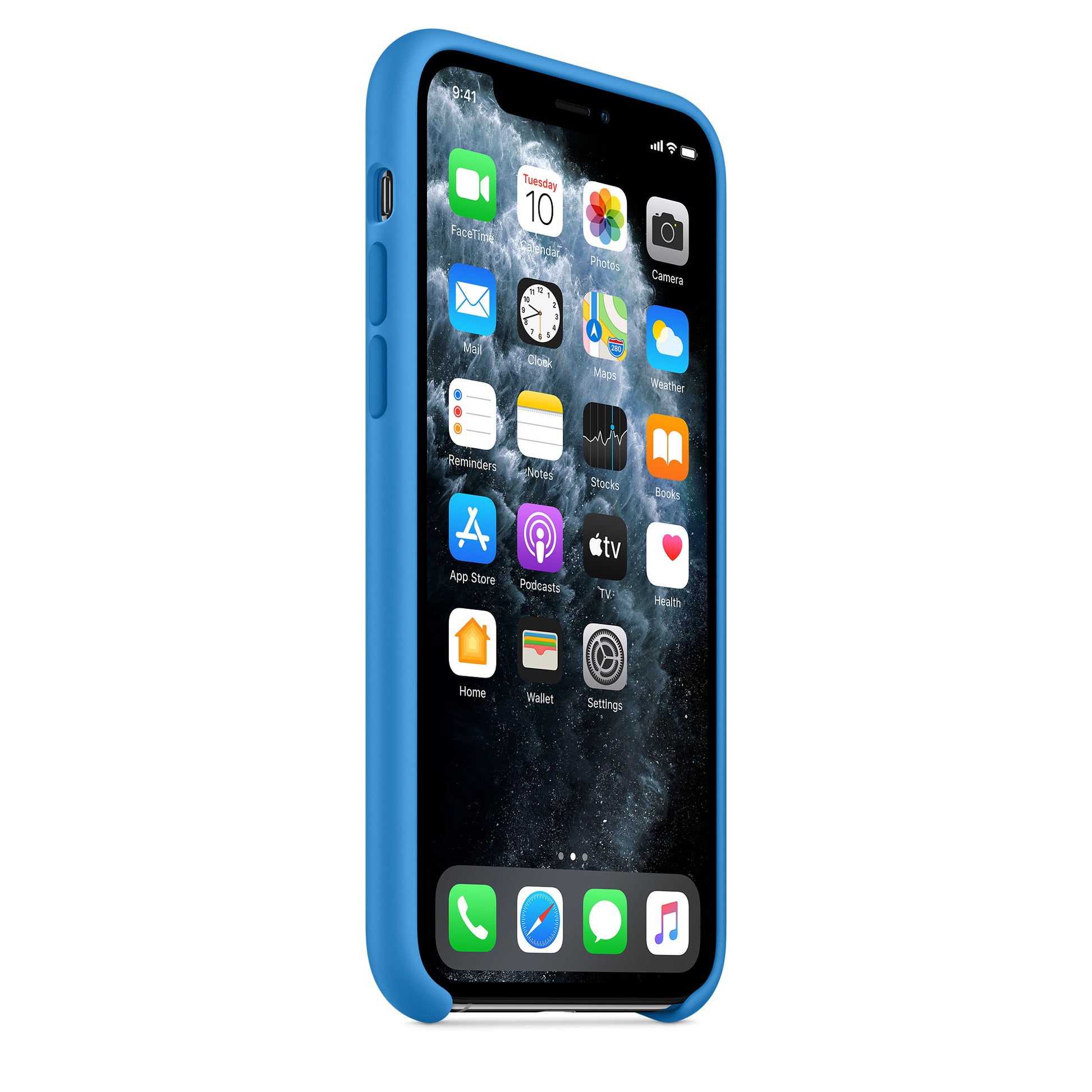 Apple iPhone 11 Pro Silikon Case, surfblau – Seitenansicht