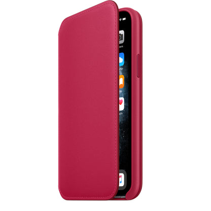 Apple iPhone 11 Pro Leder Folio, himbeere – Seitenansicht