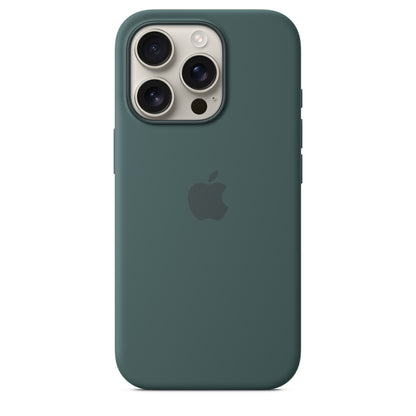 Apple iPhone 16 Pro Silikon Case mit MagSafe seegrün – Rückseite