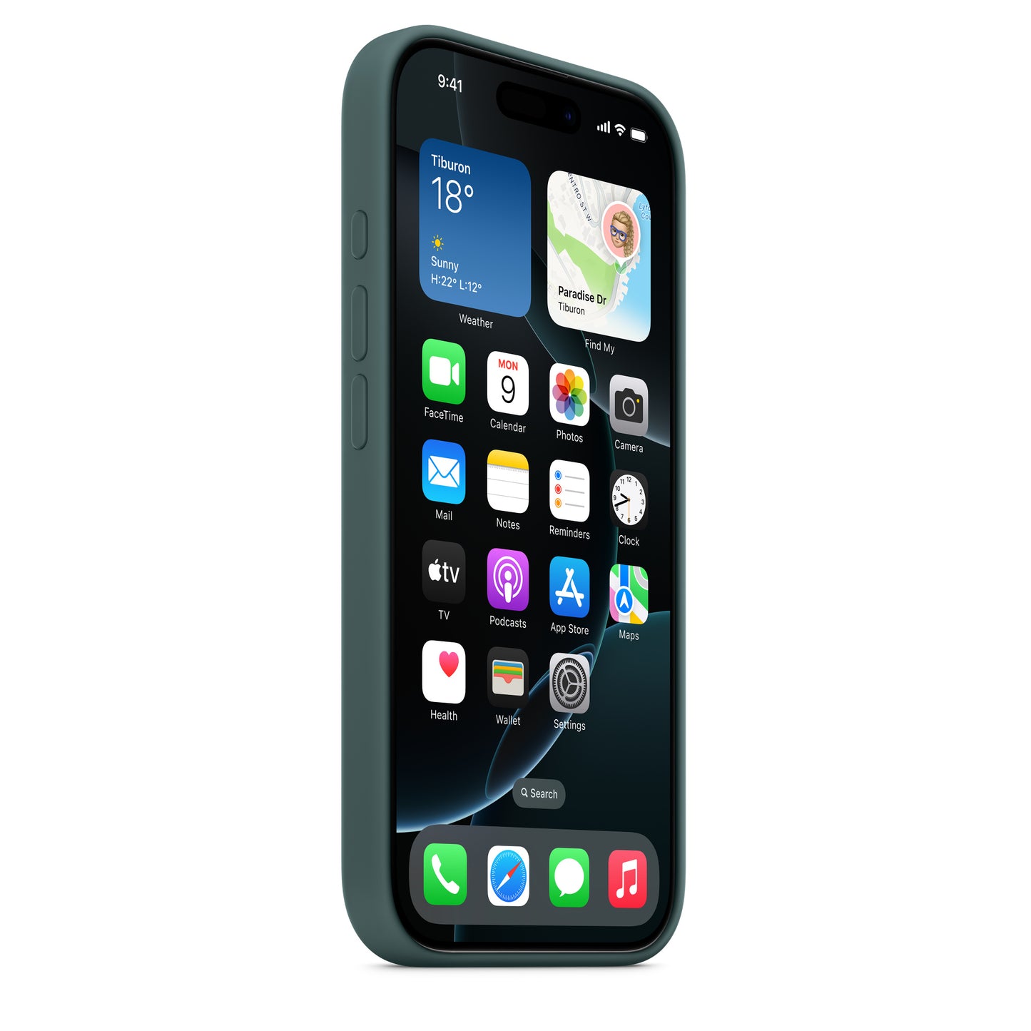 Apple iPhone 16 Pro Silikon Case mit MagSafe seegrün – Seitenansicht