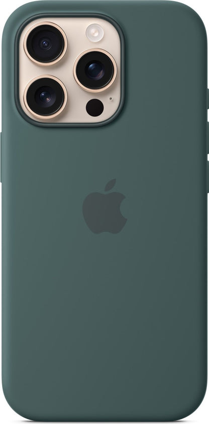 Apple iPhone 16 Pro Silikon Case mit MagSafe seegrün – Frontansicht