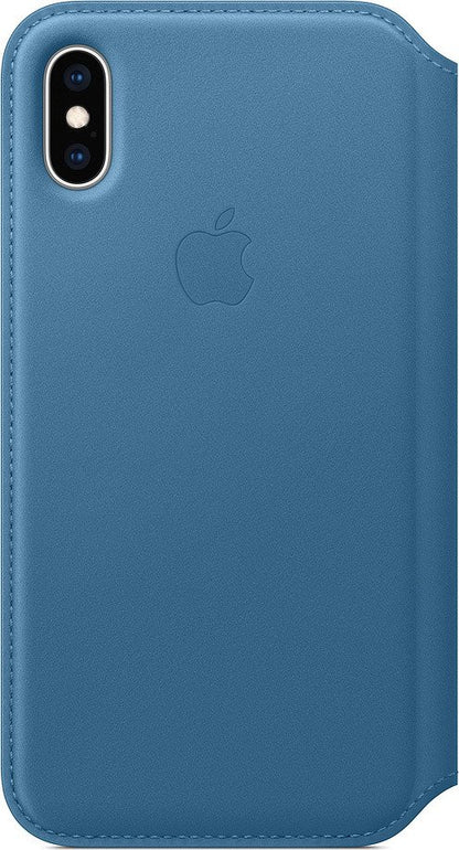Apple iPhone XS Leder Folio cape cod blau – Frontansicht